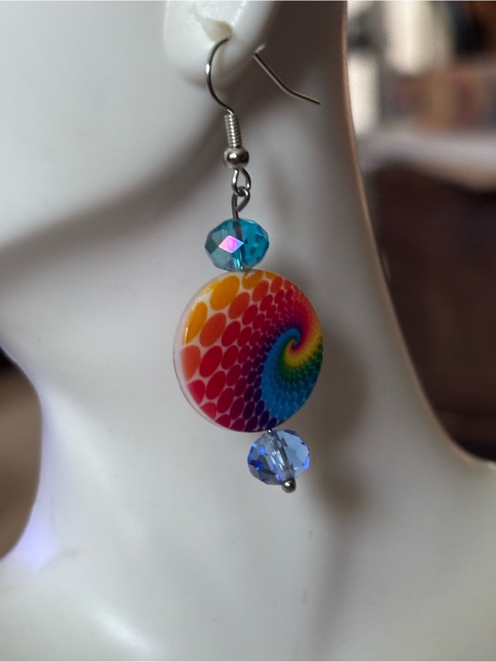 3/$20 Tie Dyed Shell Dangling Earrings